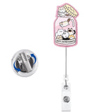 Cute Badge Clip Reel Retractable for Students Teachers Staff Pink