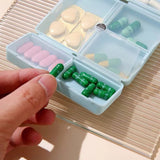 7-Compartment Folding Pill Case Portable Travel Daily Pill Organizer Blue
