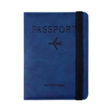 RFID Passport Cover and Luggage Tag Set PU Leather Travel Organizer Dark Blue