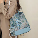 Printed Anti-theft Backpack Multifunctional Large Capacity Travel Bag Blue