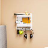 Bedside Shelf Organizer Wall Mount Self-Stick for Bedroom Storage White