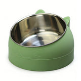 400ml Stainless Steel Tilted Pet Bowl – Non-Slip Raised Feeder for Cats & Dogs Green