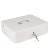 Locking Cash Box with Lock Money Box with Cash Tray Secure Box White