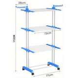 4 Tier Folding Drying Rack with Wheels Clothes Air Drying Rack Blue