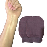2Pcs Moroccan Exfoliating Gloves – 100 Percent Viscose Body Scrub Bath Mitts Brown
