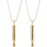 2Pcs Mindfulness Breathing Necklace Stainless Steel Breathe Pendant Meditation Tool Golden