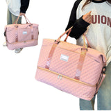 2Pcs Travel Weekender Bags Duffle Bag for Women with Shoe Compartment Pink