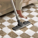 Modern Checkered Style Plush Rug Soft Area Rug for Bedroom Living Room Home Office Khaki