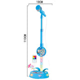 Flashing Light Karaoke Mic with Stand Adjustable for Youngsters Toy Blue