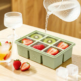 3PCS Large Ice Cube Trays Silicone Ice Cube Trays Huge Square Ice Cubed Tray for Whisky and Cocktail Green