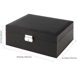Jewelry Organizer Case Box Holder Storage Earring Ring Velvet Display Leather Black