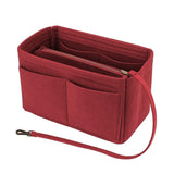 Thick Felt Tote Bag Organizer Insert with Multiple Pockets Red