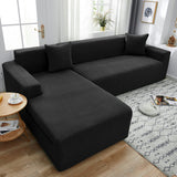 Elastic T-Shaped Jacquard Sofa Slipcover Full Cover for 1-4 Seater Black