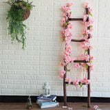 4PCS Sakura Vine Artificial Silk Hanging Garlands 2.3m for Wedding & Home Decoration Light Pink