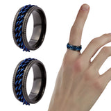 Fidget Spinner Ring for Anxiety Relief Stainless Steel for Adults & Teens Black and Blue