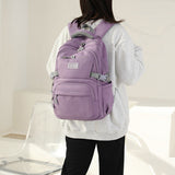 Solid Nylon Backpack Teenage Girls School Shoulder Bag Purple