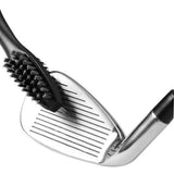 Dual Sided Golf Club Groove Cleaner Brush Tool with Retractable Carabiner - Grey