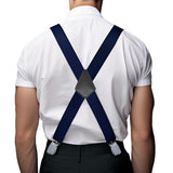 Adjustable X Back Suspenders Men's Elastic with 4 Metal Clips 120cm Navy Blue
