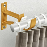 2PCS Metal Support Curtain Rod Pole Wall Bracket Holder Hook Rack Gold