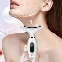 Facial Massager for Face and Neck with LED and Vibration Milky White