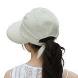 Detachable Wide Brim Sun Hat 2 in 1 with Zipper for Women Off White