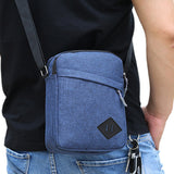 Men's Oxford Crossbody Shoulder Bag – Adjustable Strap Multi-Pocket Messenger Bag Blue