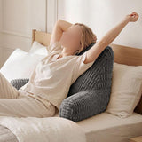 Bed Rest Backrest Cushion with Armrests Pocket Washable Cover Dark Grey