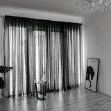 3 Piece Sheer Rod Pocket Curtains Polyester for Room Divider Black