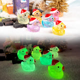 28Pcs Christmas Mini Luminous Resin Ducks Ornaments Desktop Miniature Garden Decorations