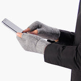 Winter Warm Fingerless Gloves Thermal Half Finger Knitted Mittens Light Grey
