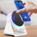 4 in 1 Wireless Induction Speaker Bluetooth Speaker with 360 Adjustable Phone Holder - White