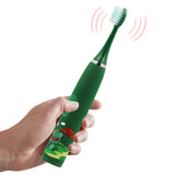 Cartoon Electric Toothbrush Rechargeable Speed Control Toothbrush with 6 Replacement Heads Green