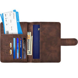 Passport Holder Protective Leather Cover Wallet With Secure Button Closure For Travel Essentials Coffee