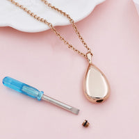 Stainless Steel Teardrop Cremation Pendant – Keepsake Memorial Necklace Rose Gold