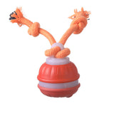 Interactive Rolling Dog Ball Toys Touch Activated Squeaky Dog Toy with Rope for Small Dogs Puppy Orange