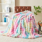 Bubble Tie Dye Throw Throw Blanket for Couch Cozy Soft and Fuzzy for Sofa Bedroom Living Room Rainbow