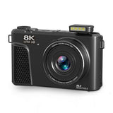 8K Digital Camera with Flip Screen WIFI Remote Control for Photography Black