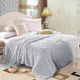 Shaggy Faux Fur Throw Blanket Plush Decorative Couch Sofa Blanket Gray