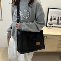 Large Canvas Tote Bag for Women Multi-Pocket Crossbody Bag Work Bible Messenger Purse Black