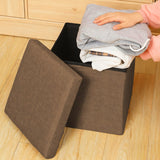Foldable Shoe Bench Storage Ottoman with Thick Foam Seat Lid Coffee