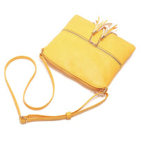 Girls Crossbody Bag Shoulder Bag with Tassel and Zipper Pocket Yellow