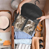 3Pcs Hair Extension Storage Bags with Hangers Dustproof Non-Woven Fake Hair Organizer Black