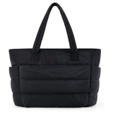 Puffer Tote Bag Quilted Puffy Handbag Lightweight Satchel Bag Black
