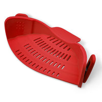 Clip-On Silicone Kitchen Strainer – For Pasta  Noodles  Vegetables  Fruit Red