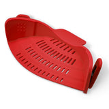 Clip-On Silicone Kitchen Strainer – For Pasta  Noodles  Vegetables  Fruit Red