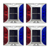 4 PCS Solar Deck Lights for Outdoor Roadway Driveway and Path Marking Red and Blue