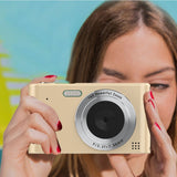 48MP Digital Camera for Beginners 1080P HD Video 16X Zoom Selfie Camera with 32GB TF Card Gold