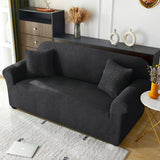 Elastic T-Shaped Jacquard Sofa Slipcover Full Cover for 1-4 Seater Black