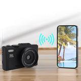 5K Digital Camera 180-Degree Flip Screen 18X Digital Zoom Video Recording Camera with 64GB TF Card Black