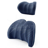 2Pcs Set Lumbar Neck Support Pillow Memory Foam Cushion for Car Office Chair Seat Blue